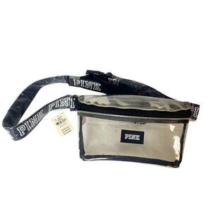 Victorias Secret Pink Clear Jelly Belt Bag Waterproof Adjust Strap Zip Closure